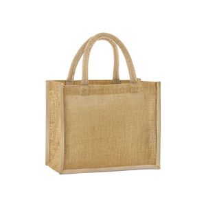 Natural Starched Jute Mini Gift Bag, miniatyr 1